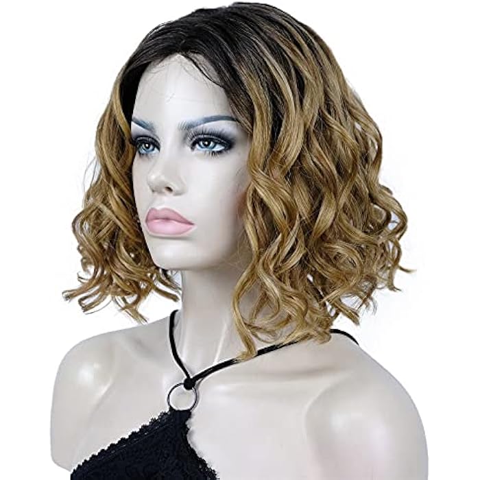 DILLARDS Aimole Women's Wavy Wigs Middel Part Lace Wig Heat Resistant Black Golden Synthetic Hair (Tt6-2724) - Image 5